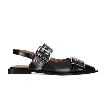 Dsevht Black Buckle Ballet Flats for Women - Stylish Comfort