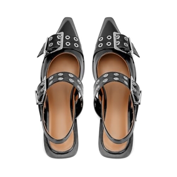 Dsevht Black Buckle Ballet Flats for Women - Stylish Comfort