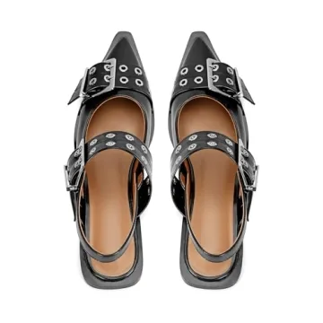 Dsevht Black Buckle Ballet Flats for Women - Stylish Comfort