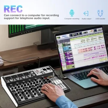 Professional 6 Channel Audio Mixer with Bluetooth
