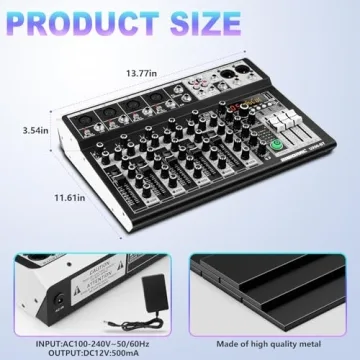 Professional 6 Channel Audio Mixer with Bluetooth