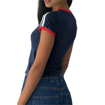 Imily Bela Women's Y2K Vintage Navy Letter Print Crop Top