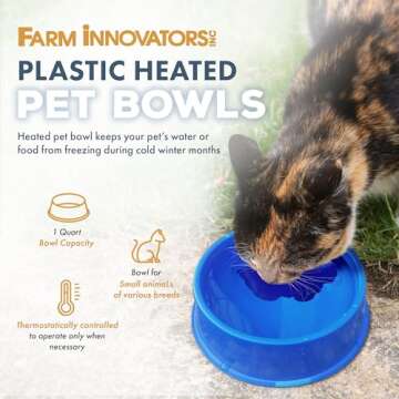 Farm Innovators® 1 Quart Heated Pet Bowl | Anti-Chew Cord, Energy Efficient, Blue