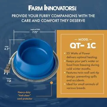 Farm Innovators 1 Quart Heated Pet Bowl for All Breeds