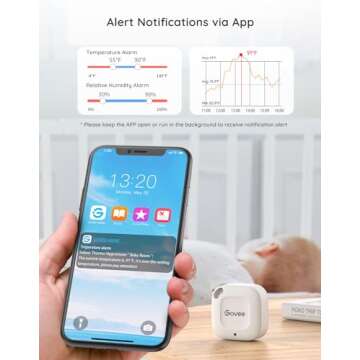 Govee Bluetooth Hygrometer Thermometer, Wireless Thermometer, Mini Humidity Sensor with Notification Alert, Data Storage and Export, 262 Feet Connecting Range, 2 Pack