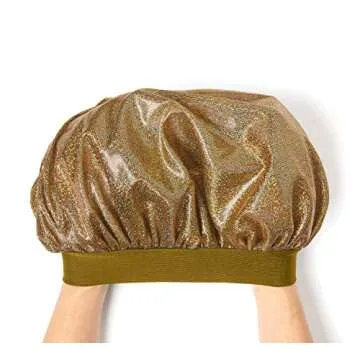Red By Kiss Glitter Bonnet Premium Quality Sleeping Hair Bonnet Hair Cap, X-Large (Gold Pearl)