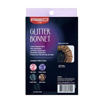 Red By Kiss Glitter Bonnet Premium Quality Sleeping Hair Bonnet Hair Cap, X-Large (Gold Pearl)