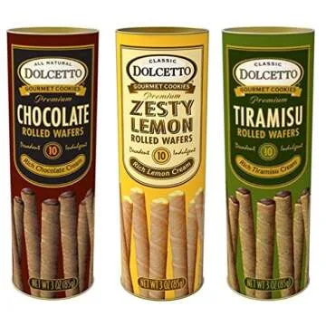 Dolcetto Premium Cream Filled Rolled Wafers: 3 Flavor Variety Bundle - Indulgent Gourmet Cookies!