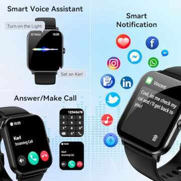 Smart Watch, 1.85" Smartwatch for Men Women (Answer/Make Call), Heart Rate, Sleep Monitor, Pedometer...