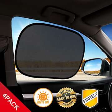 21"x14" Cling Sunshades for Car Side Windows-Sun, Glare and UV Rays Protection for You and Your Kids, Foldable Automotive Interior Heat Shields-Won't Block The Rearview Mirror Ensure Safe Driving
