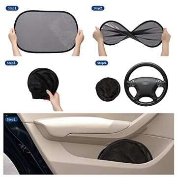 21"x14" Cling Sunshades for Car Side Windows-Sun, Glare and UV Rays Protection for You and Your Kids, Foldable Automotive Interior Heat Shields-Won't Block The Rearview Mirror Ensure Safe Driving