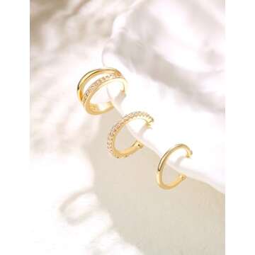 LYLYMIMI Gold Ear Cuffs Non Piercing Ear Cuff Earrings for Women Fake Piercings V