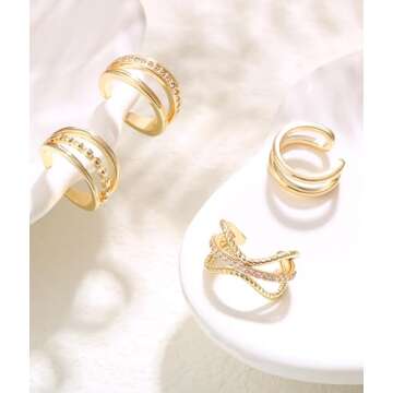 LYLYMIMI Gold Ear Cuffs Non Piercing Ear Cuff Earrings for Women Fake Piercings V