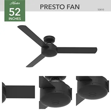 Hunter 52" Presto Ceiling Fan Matte Black Modern Design