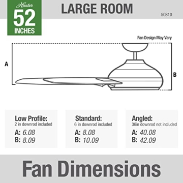 Hunter 52" Presto Ceiling Fan Matte Black Modern Design