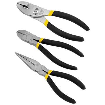 STANLEY Pliers Set, Basic 6-Inch Slip Joint, 6-Inch Long Nose, 6-Inch Diagonal Set, 3 Piece (84-114)