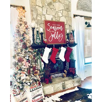 Fesciory Large Cable Knitted Christmas Stockings Set