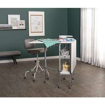 Sew Ready Foldable Hobby and Cutting Grid Table - 58.75" W x 36.5" D White Arts and Crafts Table wit...