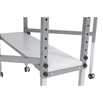 Sew Ready Foldable Hobby and Cutting Grid Table - 58.75" W x 36.5" D White Arts and Crafts Table with Grid Top and Silver Storage Drawers