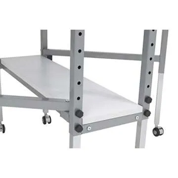 Sew Ready Foldable Hobby and Cutting Grid Table - 58.75" W x 36.5" D White Arts and Crafts Table with Grid Top and Silver Storage Drawers