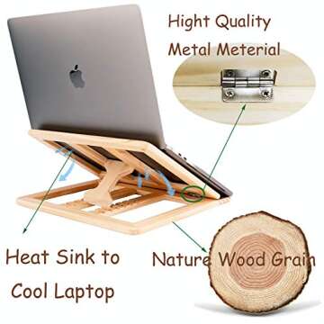 Ergonomic Adjustable Laptop Stand - Portable Wood Design