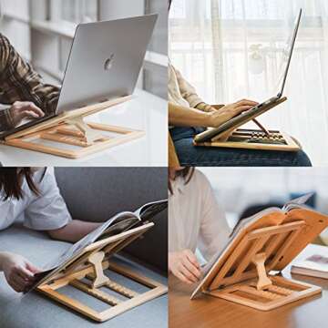 Ergonomic Adjustable Laptop Stand - Portable Wood Design