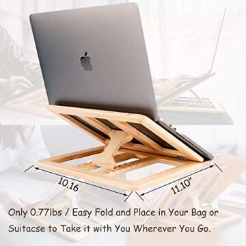 Ergonomic Adjustable Laptop Stand - Portable Wood Design