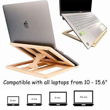 Ergonomic Adjustable Laptop Stand - Portable Wood Design