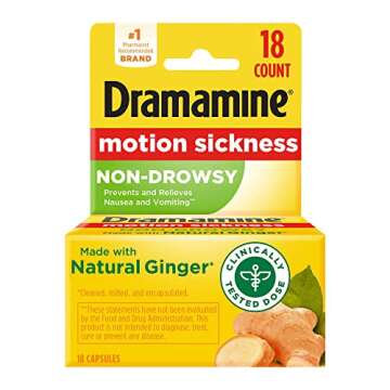 Dramamine Original, Motion Sickness Relief, 36 Count & Non-Drowsy, Motion Sickness Relief, Made with Natural Ginger, 18 Count