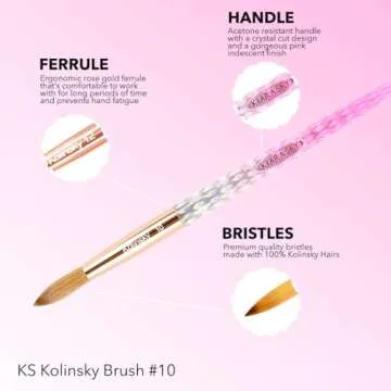 Kiara Sky Pink Acrylic Kolinsky Brush for Nail Art