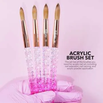 Kiara Sky Pink Acrylic Kolinsky Brush for Nail Art