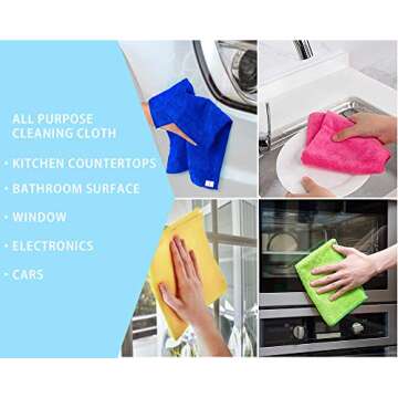 CYNKRONIZE 15.75"X 15.75" Microfiber Cleaning Cloth, High Absorbent, Soft, Streak Free and Lint Free All Purpose Cleaning Cloths. Pack of 12