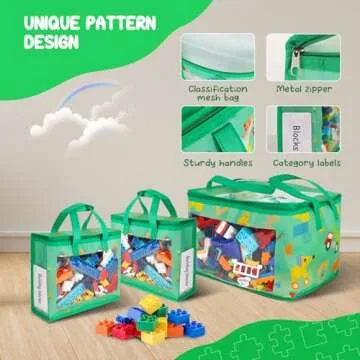 5 Pack Toy Storage Bags - Organize Toys in Style