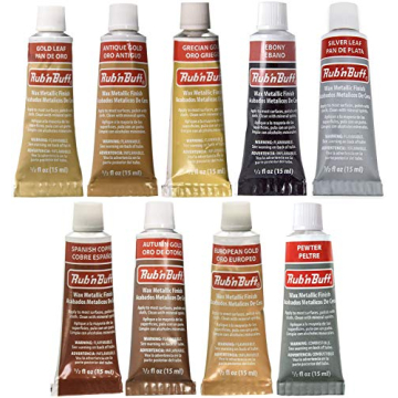 Amaco Rub 'N Buff Wax Metallic Finish - 9 Color Assortment for Crafting and Restoration