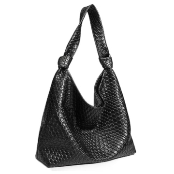 Woven Pattern Hobo Bags for Women Soft PU Leather Slouchy Bag Large Capacity Woven Leather Handbag K...