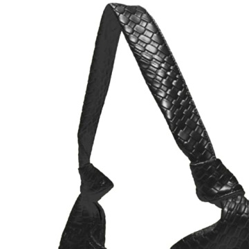 Woven Pattern Hobo Bags for Women Soft PU Leather Slouchy Bag Large Capacity Woven Leather Handbag Knotted Handle Slouchy Tote Purses