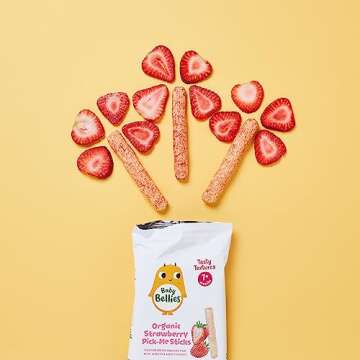 Little Bellies Organic Strawberry Pick-Me Sticks Baby Snack (Pack of 5 x 0.56 oz Individual Packs)