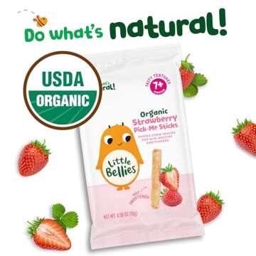 Little Bellies Organic Strawberry Pick-Me Sticks Baby Snack (Pack of 5 x 0.56 oz Individual Packs)