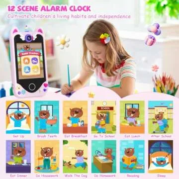 Kids Smart Phone for Girls Gifts - Toddler Christmas Birthday Gift for Age 3 4 5 6 Year Old, Kids Cell Phone Toy with Touchscreen, Dual Cameras, Learning, Music Player, Games with 32 GB Card
