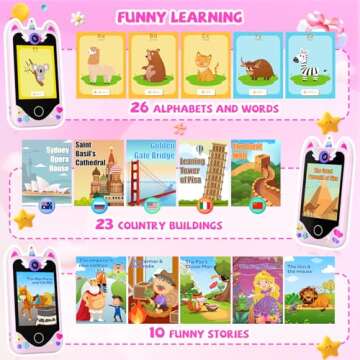 Kids Smart Phone for Girls Gifts - Toddler Christmas Birthday Gift for Age 3 4 5 6 Year Old, Kids Cell Phone Toy with Touchscreen, Dual Cameras, Learning, Music Player, Games with 32 GB Card
