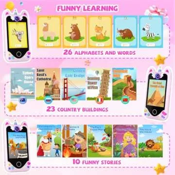 Kids Smart Phone for Girls Gifts - Toddler Christmas Birthday Gift for Age 3 4 5 6 Year Old, Kids Cell Phone Toy with Touchscreen, Dual Cameras, Learning, Music Player, Games with 32 GB Card