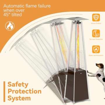 FOOWIN Patio Heater,Propane Patio Heater with Detachable Table,48,000 BTU Outdoor Heater with Wheels,Waterproof Cover & Gloves,Quartz Glass Tube Pyramid Patio Heater for Outdoor Use,Hammered Bronze