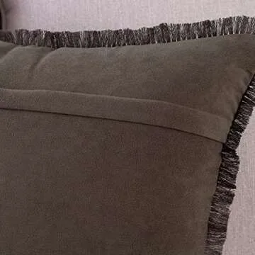MADIZZ Set of 2 Suede Throw Pillow Covers with Fringe Tassels - Soft Decorative Cushions for Sofa an...