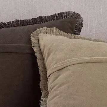 MADIZZ Suede Throw Pillow Covers Set of 2 with Tassels