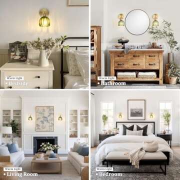 Shenmoyl Vintage Wall Sconces with Green Tulip Glass Lampshade 180 Degree Adjustable Brass Sconces Hradwired Modern Wall Lighting Fixture with Switch for Bedside Bedroom Doorway