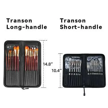 Transon 16pcs Long Artist Paint Brush Set for All Mediums