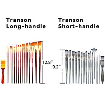 Transon 16pcs Long Artist Paint Brush Set for All Mediums