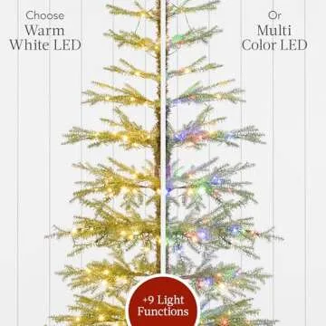 Best Choice Products Pre-Lit Sparse Christmas Tree 6ft Artificial Pine Holiday Décor Aspen Noble Fir w/ 2-in-1 White & Multicolor LED Lights