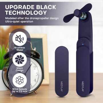 Nezylaf Handheld Mini Fan, 2 Speeds Rechargeable Travel Fan[9-15 Working Hours], Portable USB Small ...