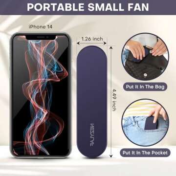 Nezylaf Handheld Mini Fan, 2 Speeds Rechargeable Travel Fan[9-15 Working Hours], Portable USB Small Pocket Fan, Personal Fan for Women,Outdoor Travel essentials